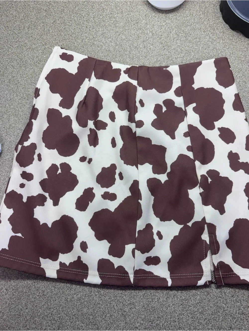 Brown & White Printed Mini Skirt